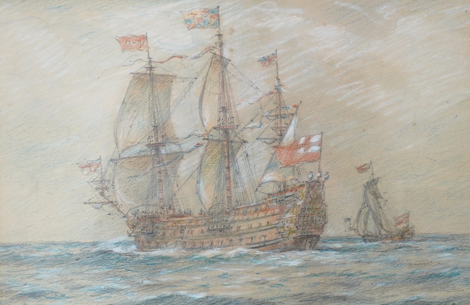 Bernard Finegan Gribble, 1872-1962, 'Three Masted Ships at Sea' and 'Off the Coast'